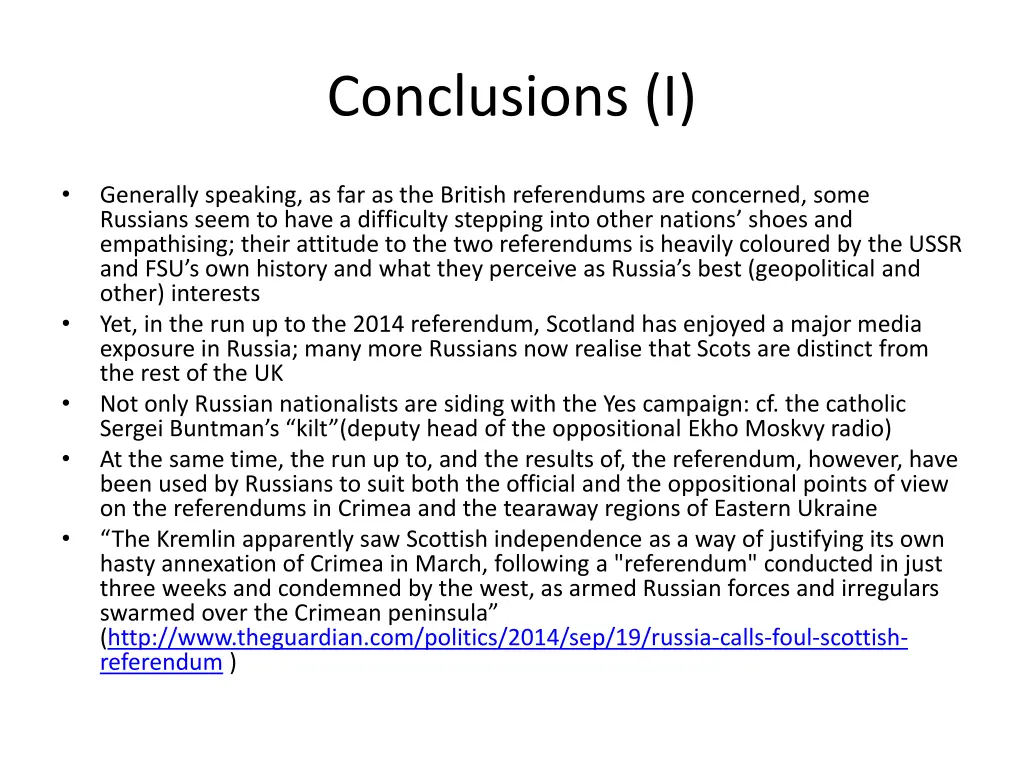 conclusions i