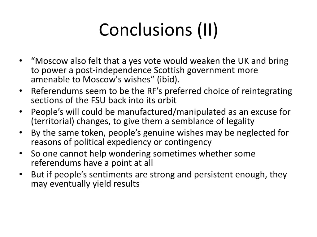 conclusions ii