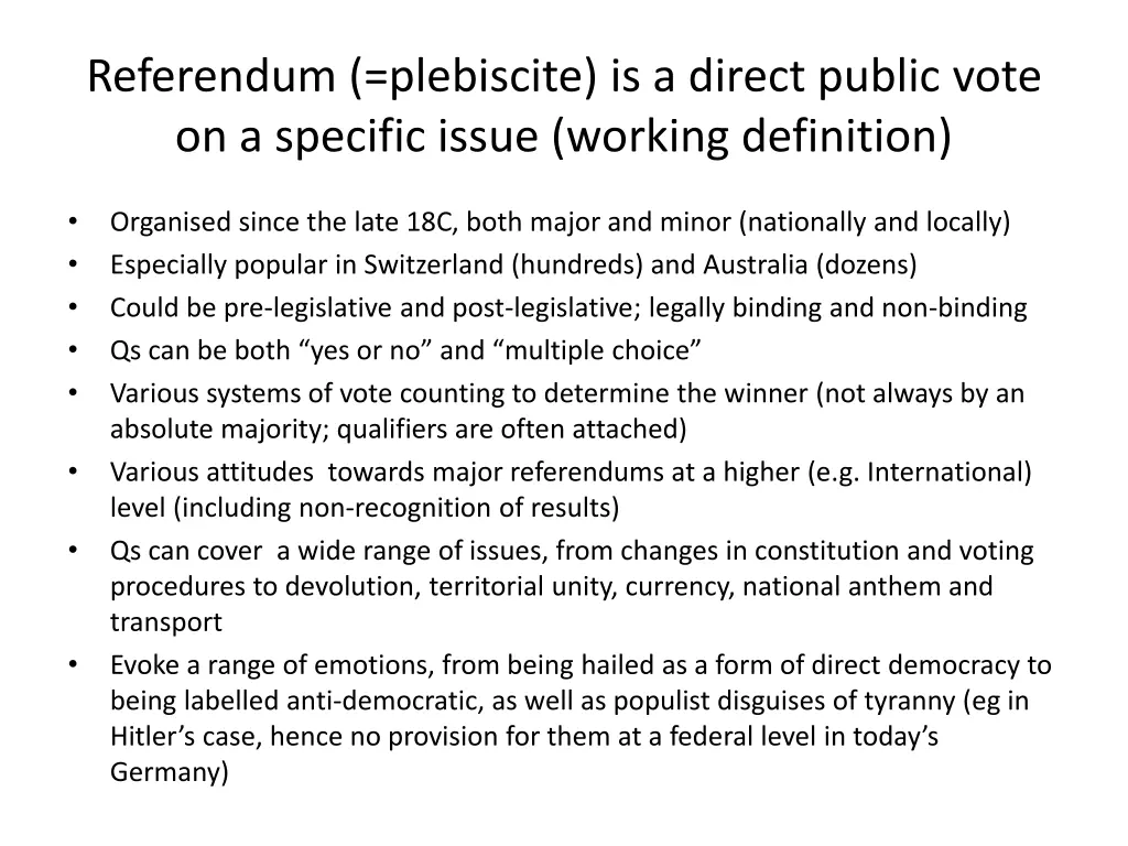 referendum plebiscite is a direct public vote