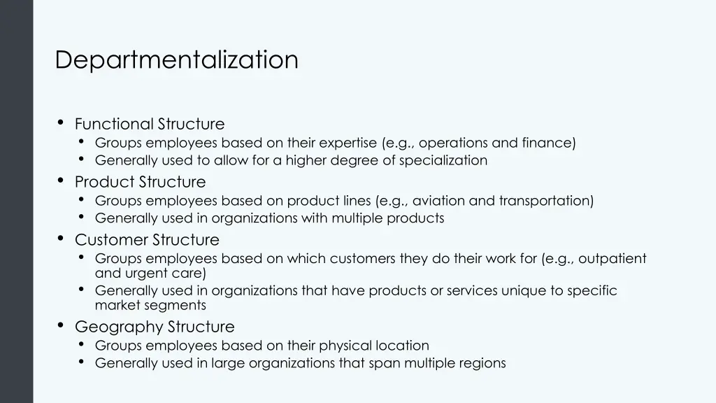 departmentalization