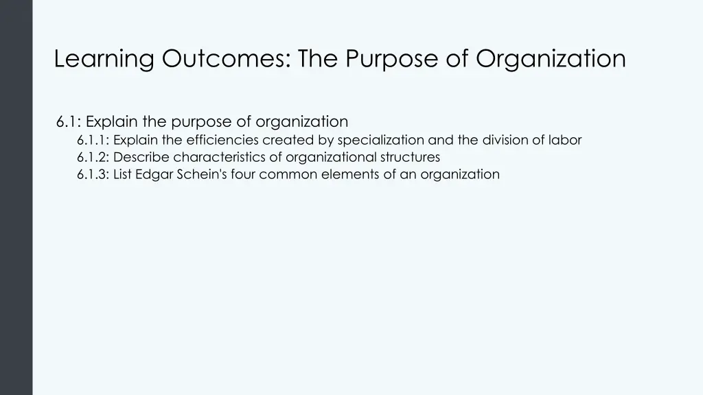 learning outcomes the purpose of organization
