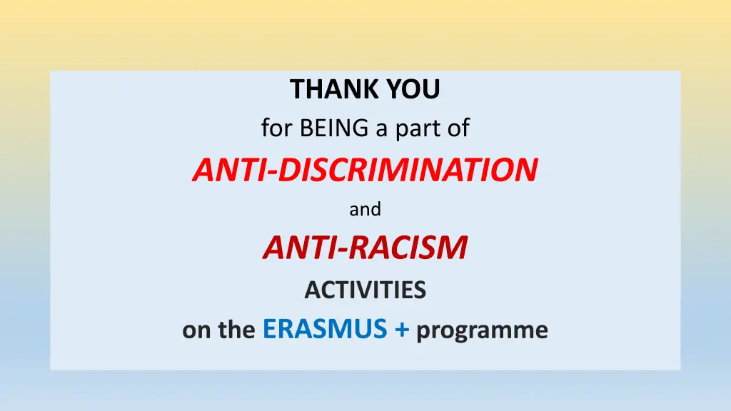 thank you for being a part of anti discrimination