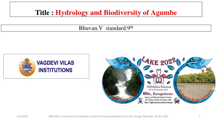 title hydrology and biodiversity of agumbe