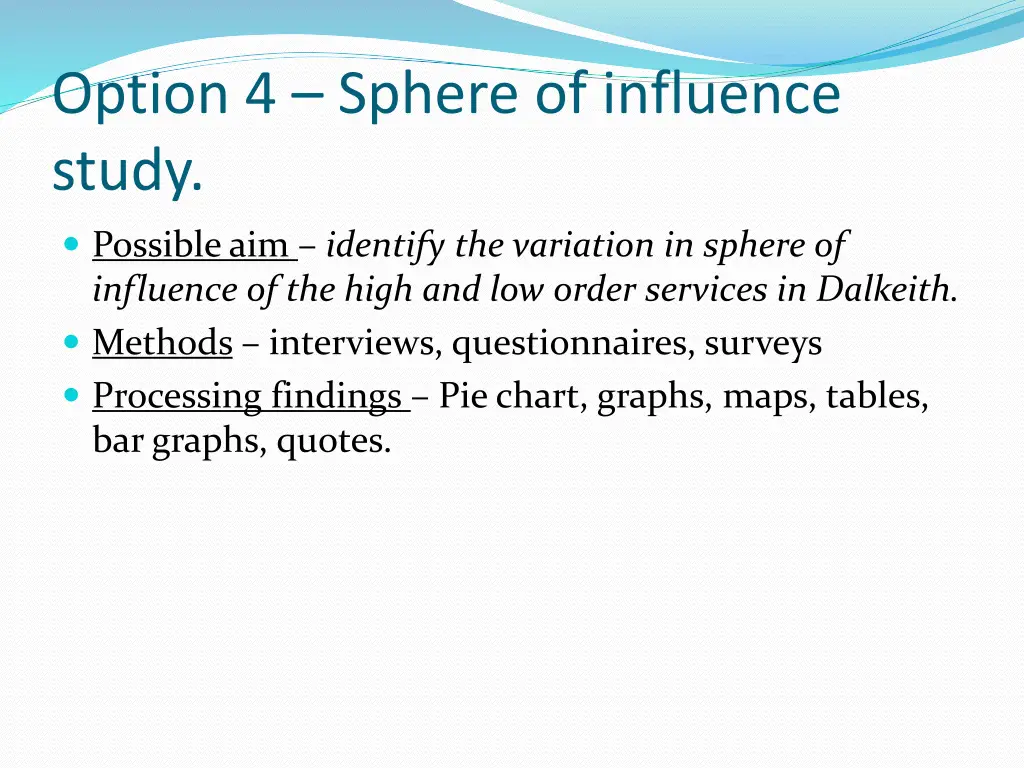 option 4 sphere of influence study