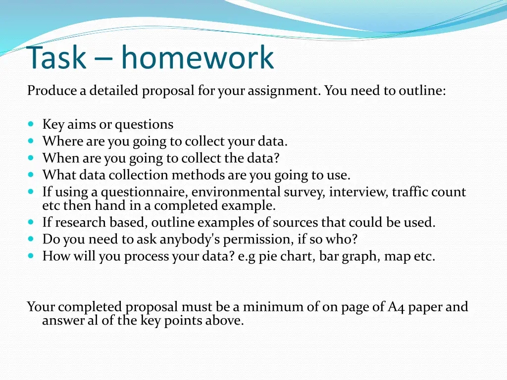 task homework produce a detailed proposal