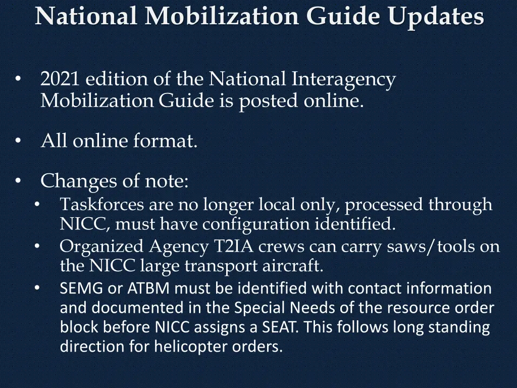 national mobilization guide updates