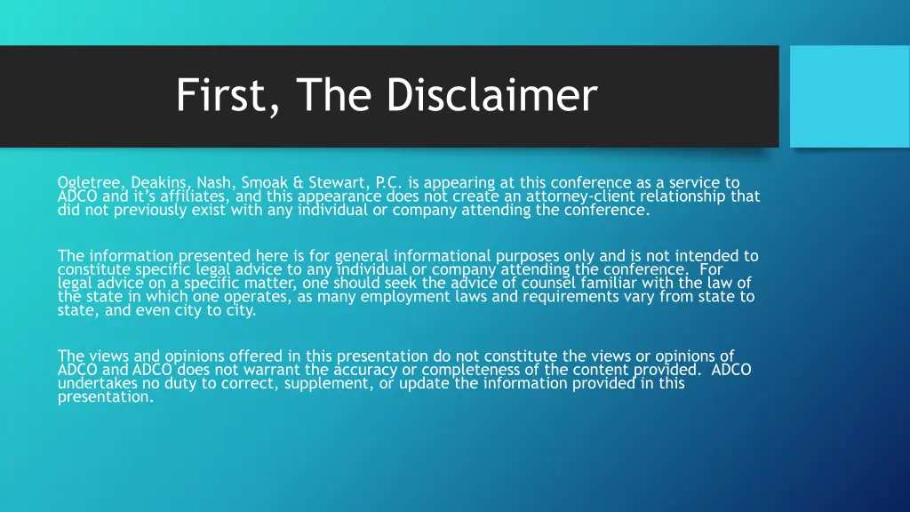 first the disclaimer