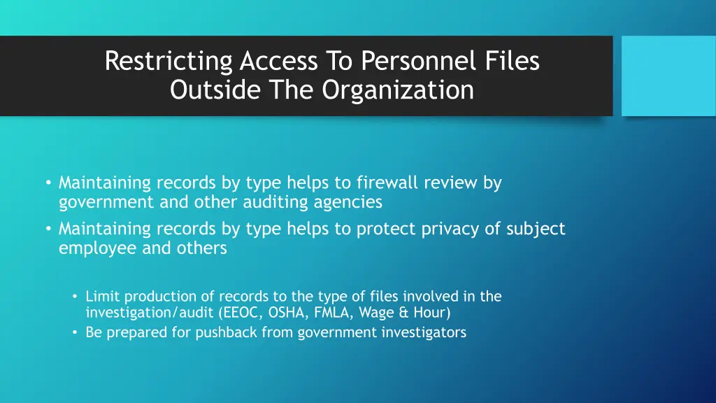 restricting access to personnel files outside