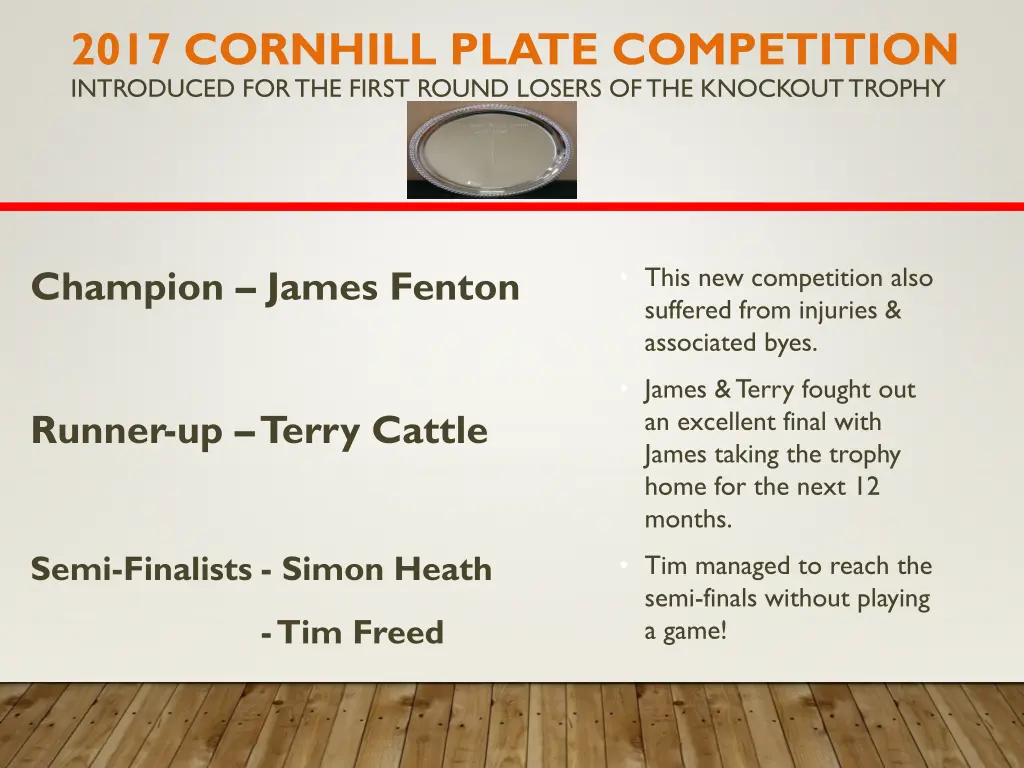 2017 cornhill plate competition introduced