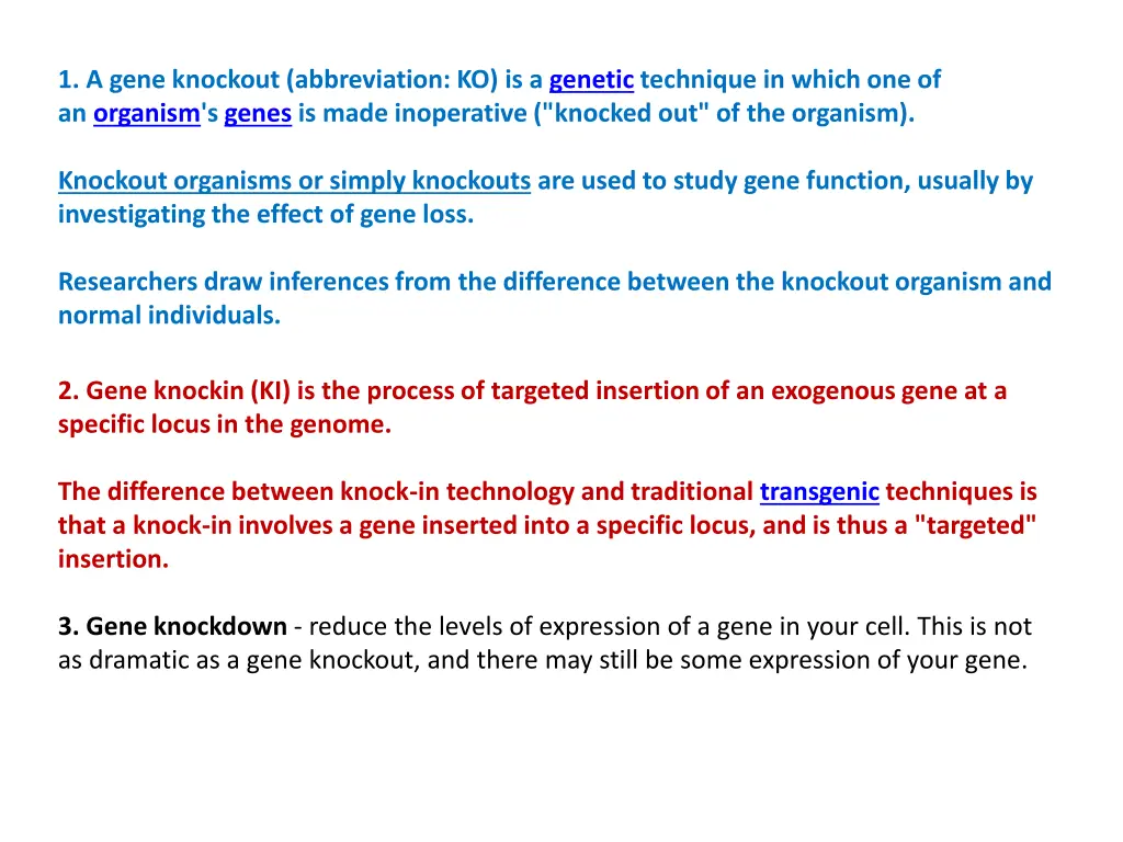 1 a gene knockout abbreviation ko is a genetic