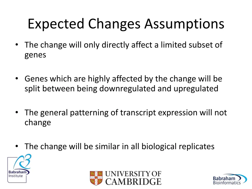 expected changes assumptions