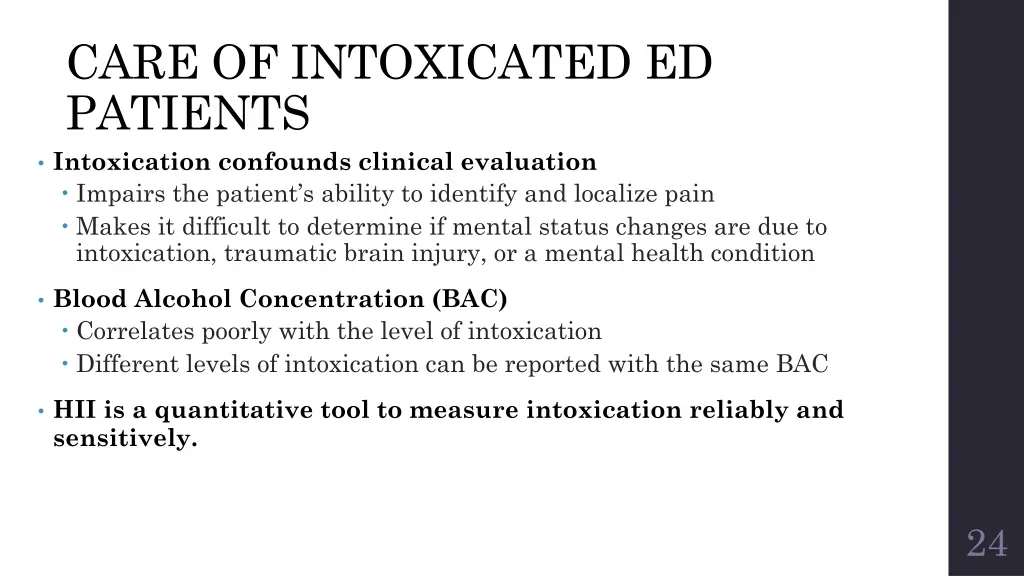 care of intoxicated ed patients intoxication