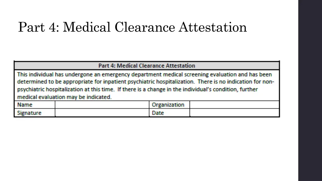 part 4 medical clearance attestation