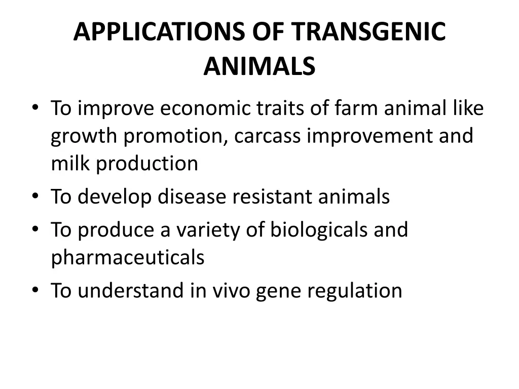 applications of transgenic animals