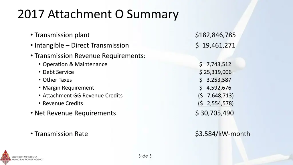 2017 attachment o summary