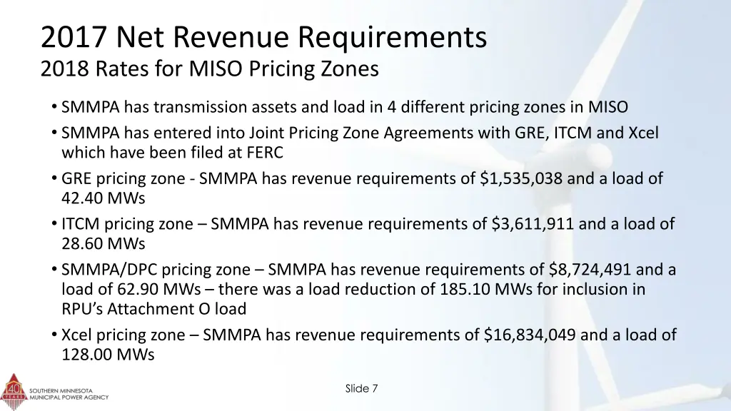 2017 net revenue requirements 2018 rates for miso