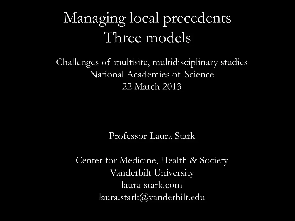 managing local precedents three models 1