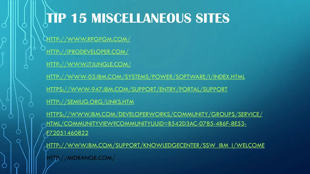 tip 15 miscellaneous sites