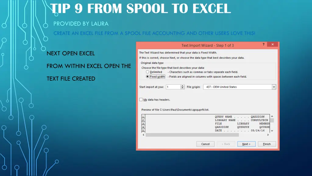 tip 9 from spool to excel 1