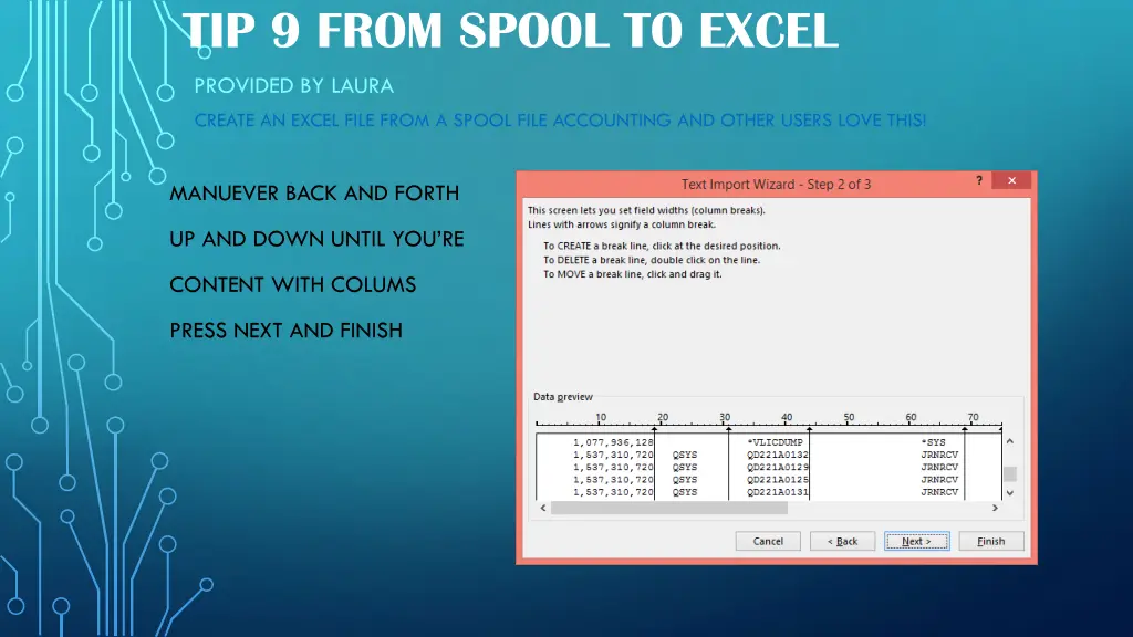 tip 9 from spool to excel 2