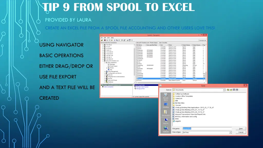 tip 9 from spool to excel