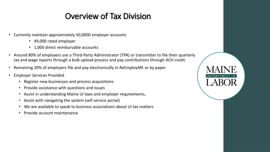 overview of tax division overview of tax division