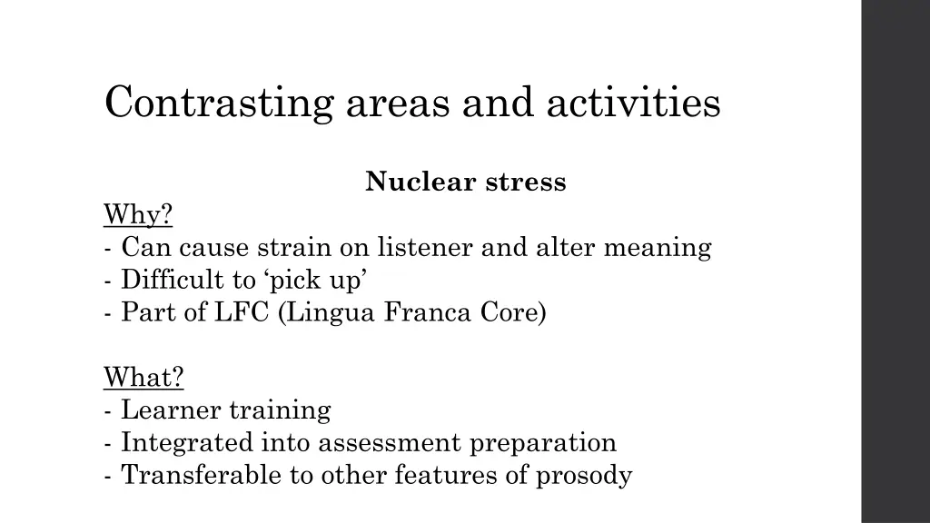 contrasting areas and activities 1