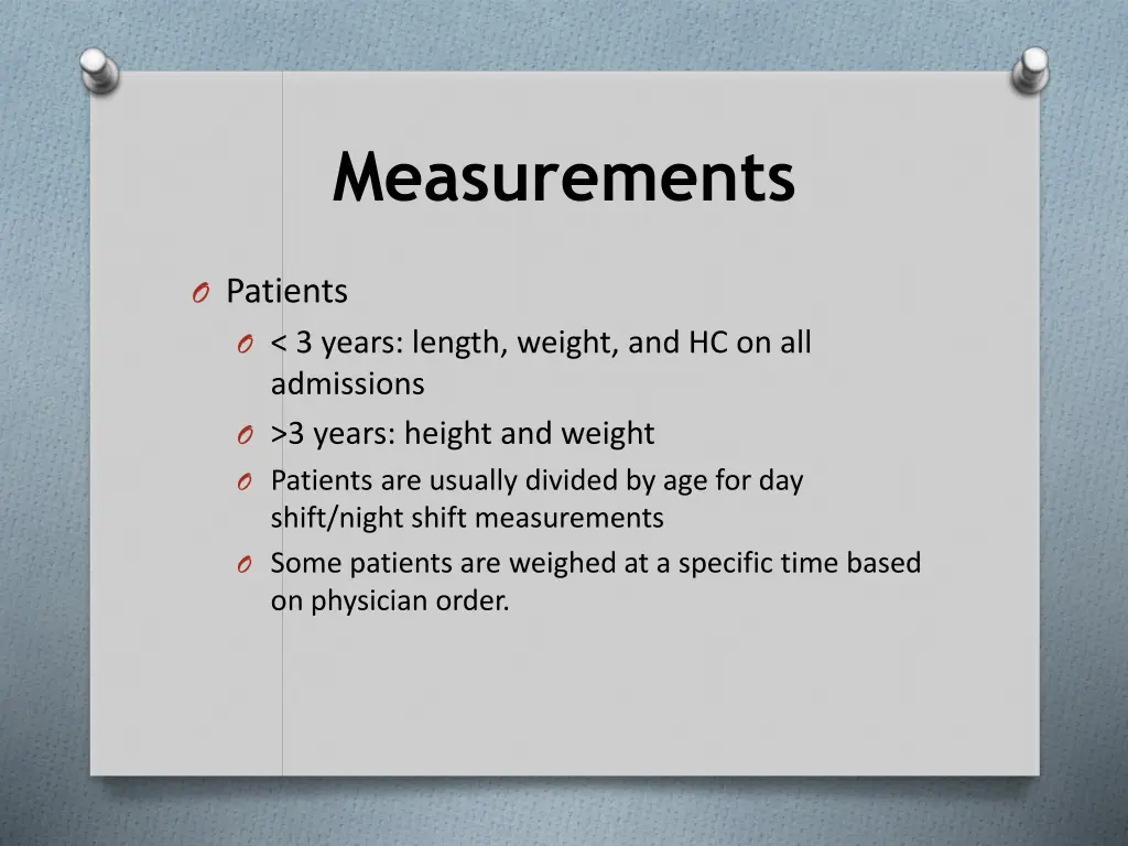 measurements