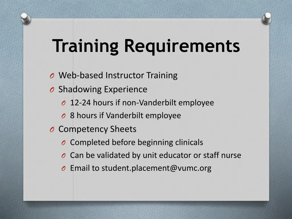 training requirements