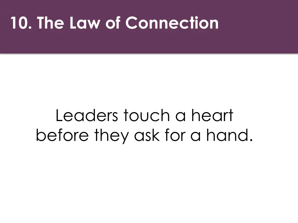 10 the law of connection