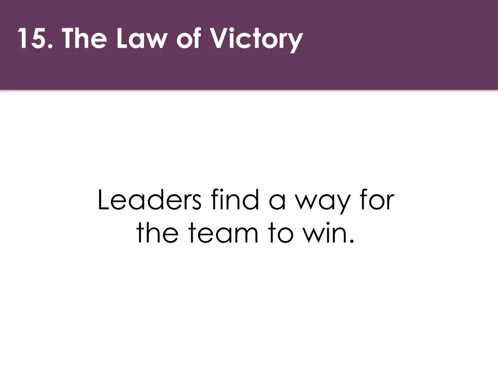 15 the law of victory