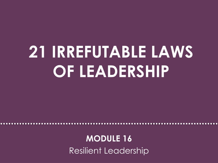 21 irrefutable laws of leadership