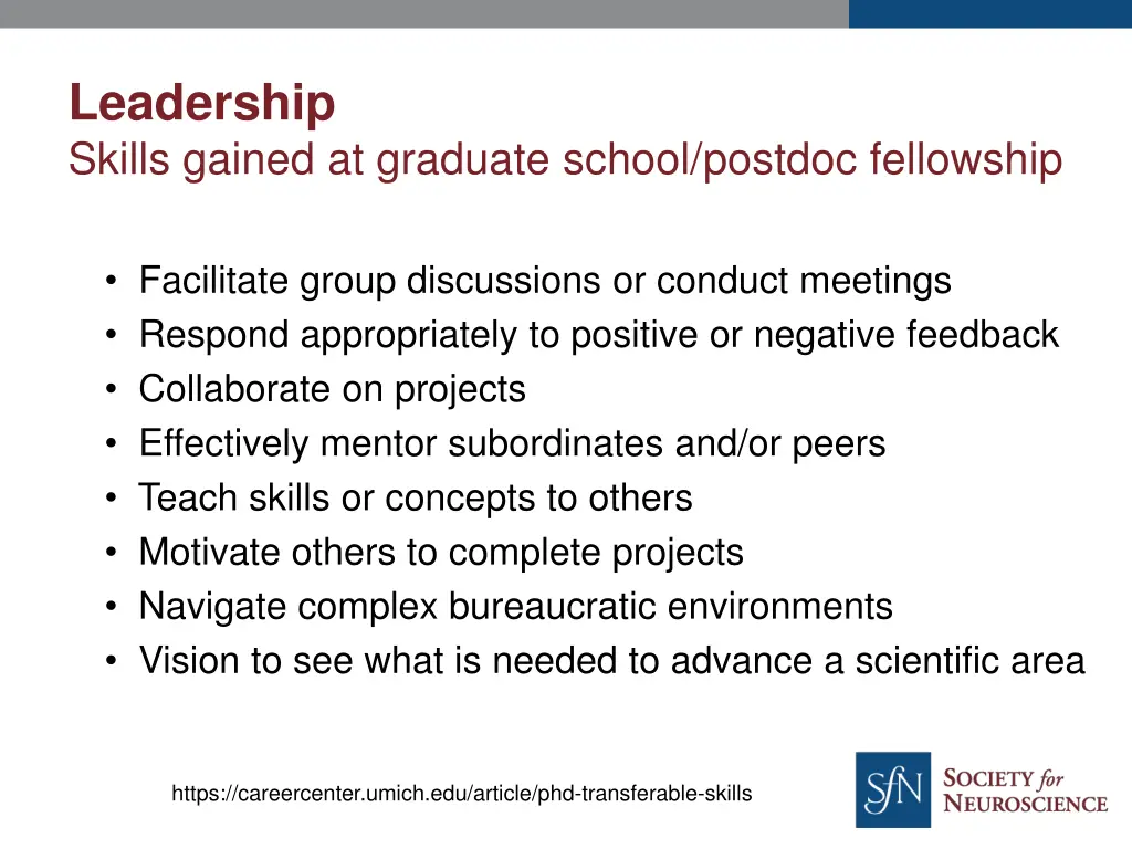 leadership skills gained at graduate school