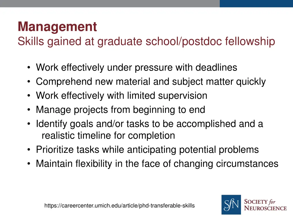 management skills gained at graduate school