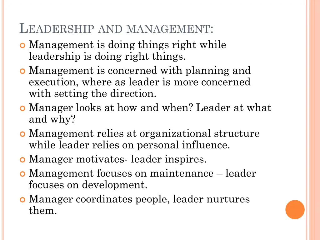 l eadership and management management is doing