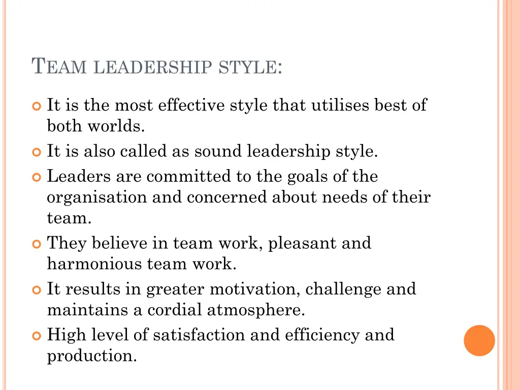 t eam leadership style