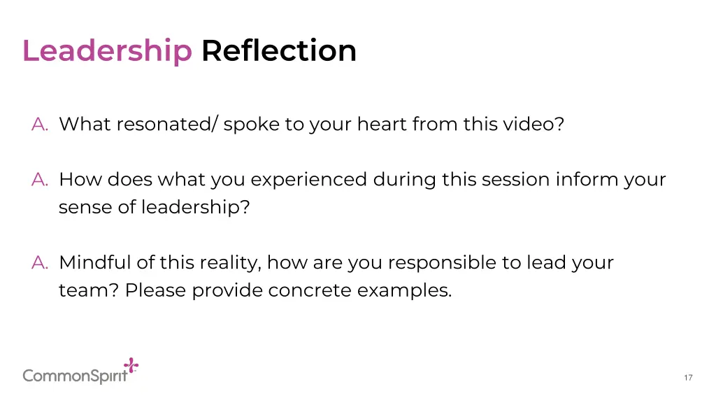 leadership reflection