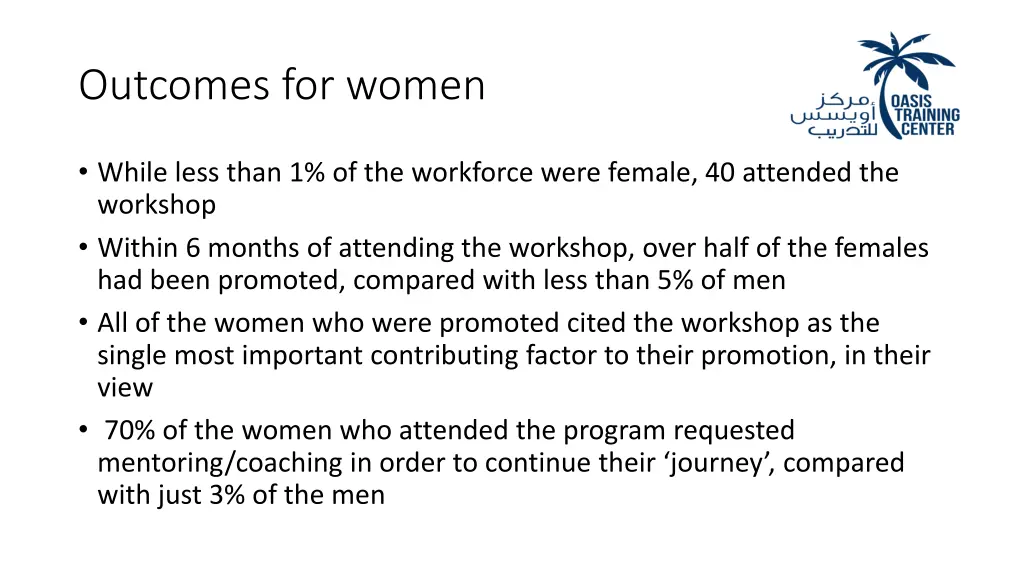 outcomes for women