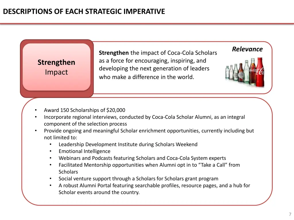 descriptions of each strategic imperative