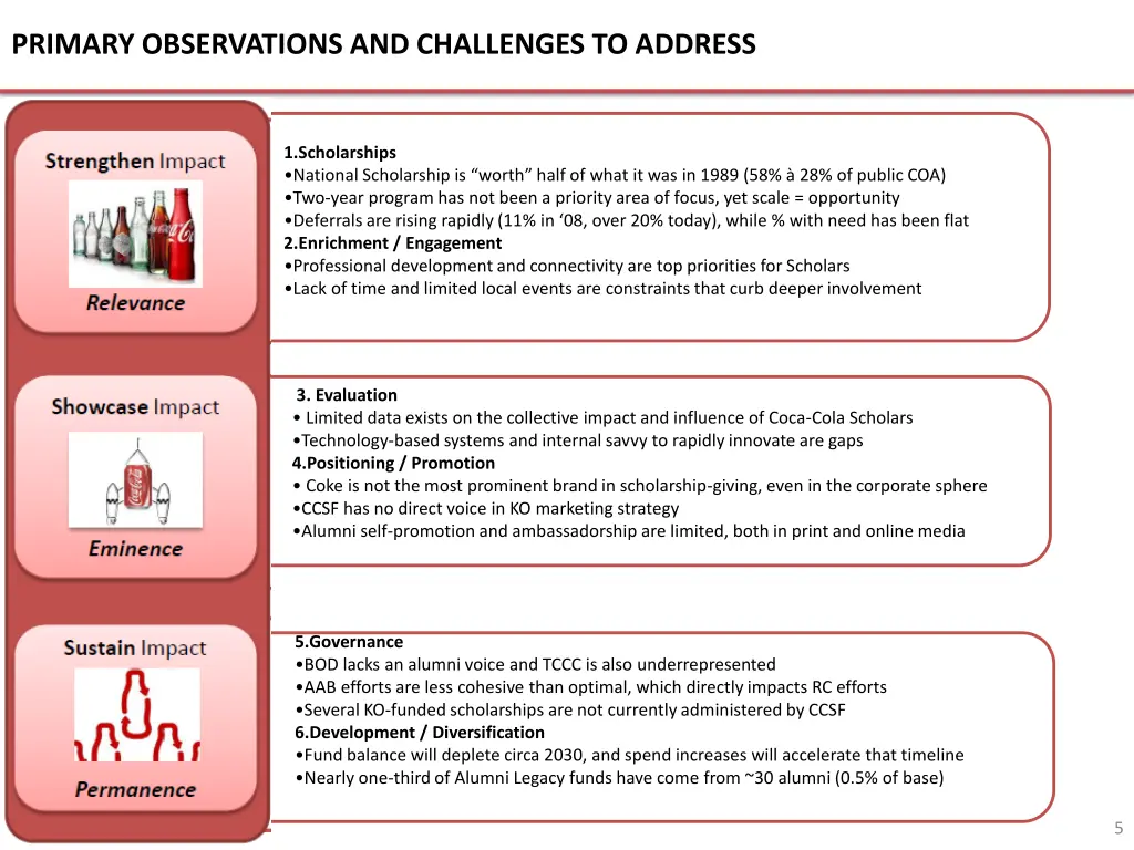 primary observations and challenges to address