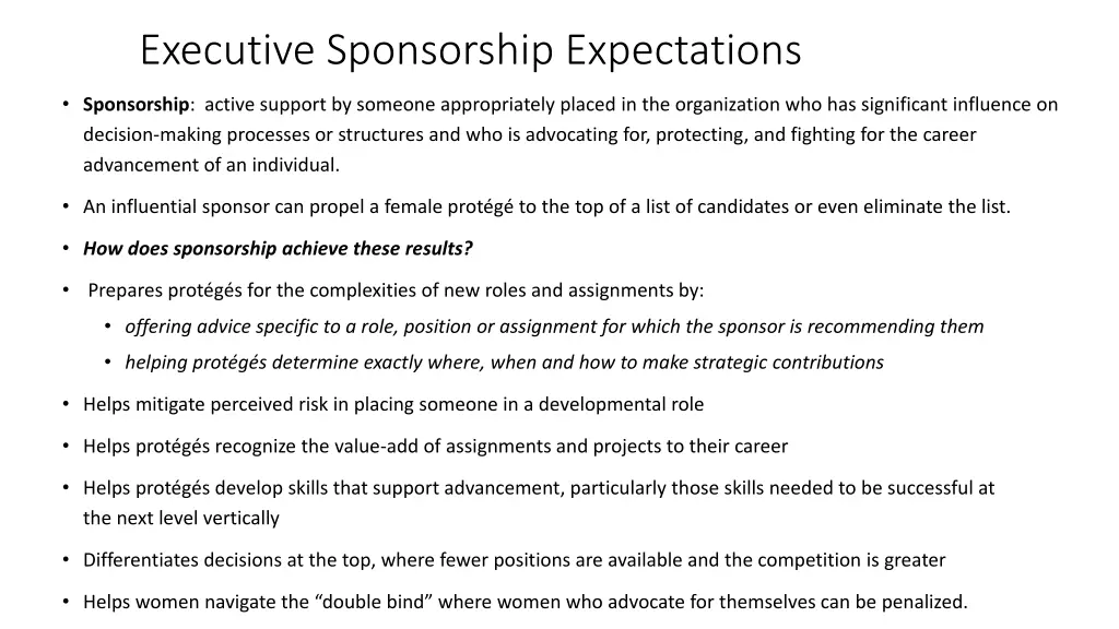 executive sponsorship expectations