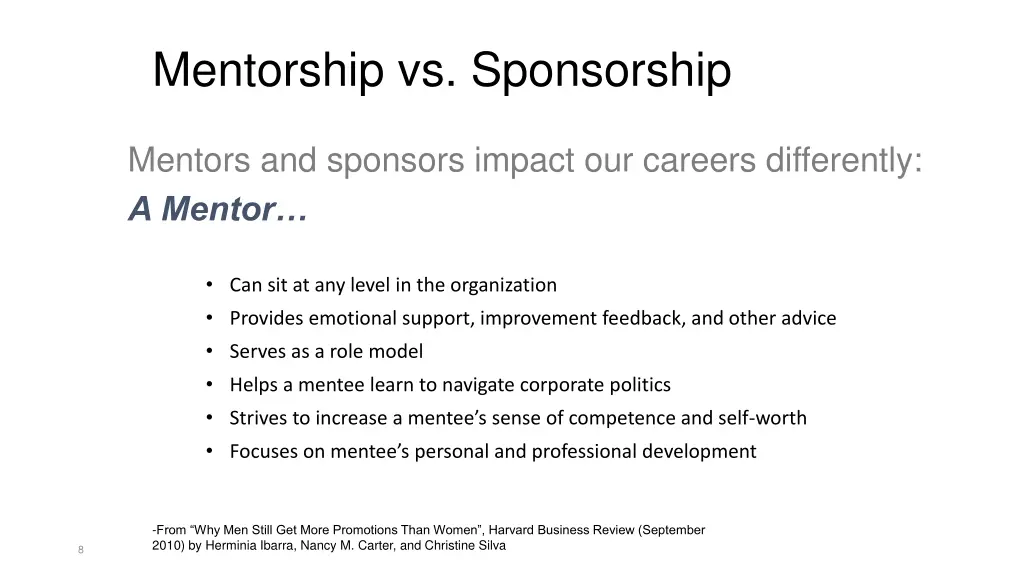 mentorship vs sponsorship