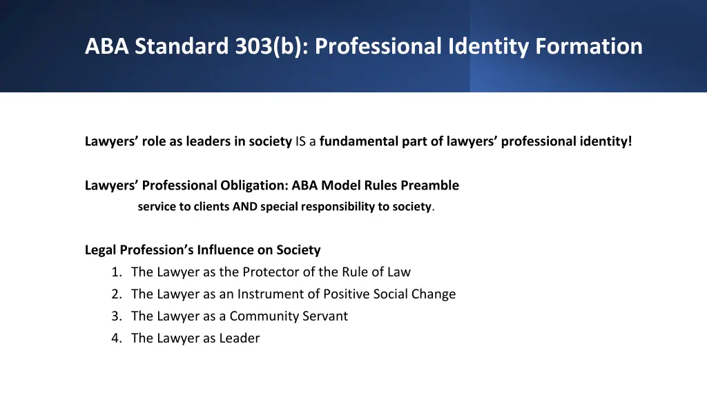 aba standard 303 b professional identity formation