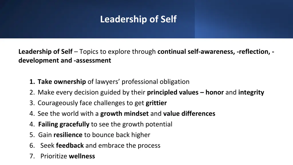 leadership of self