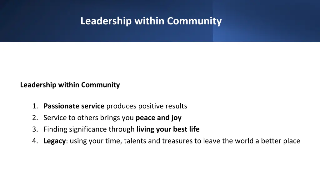 leadership within community