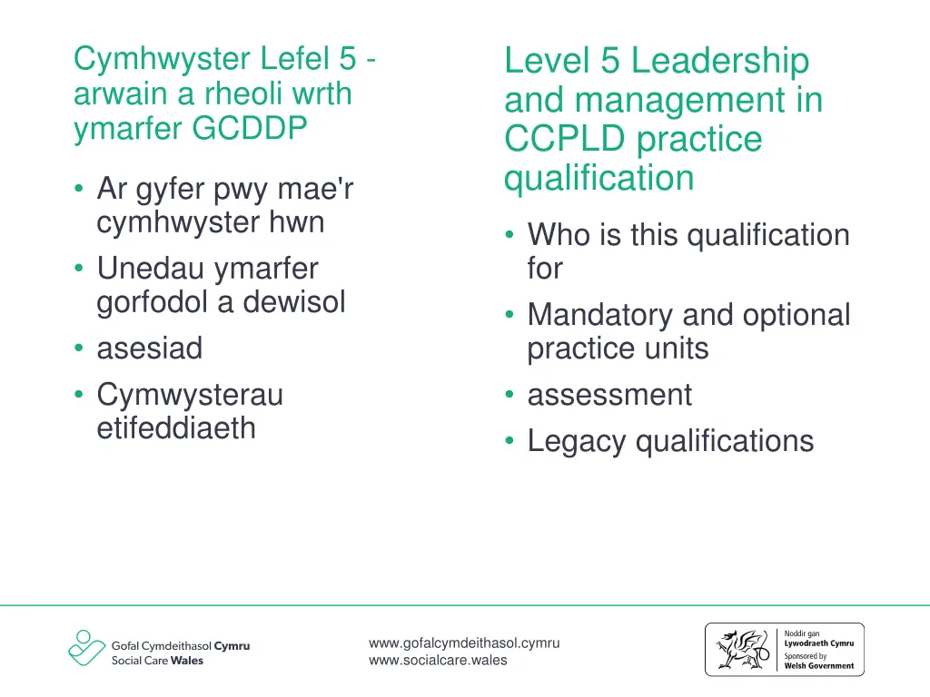 level 5 leadership and management in ccpld