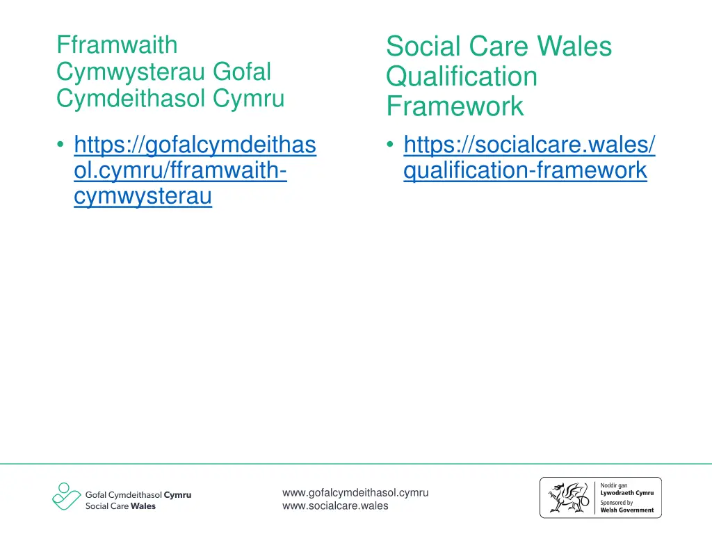 social care wales qualification framework https