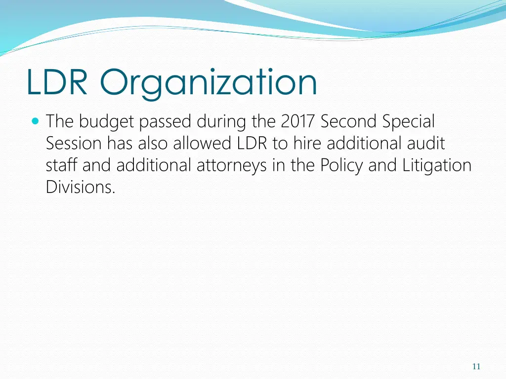 ldr organization the budget passed during