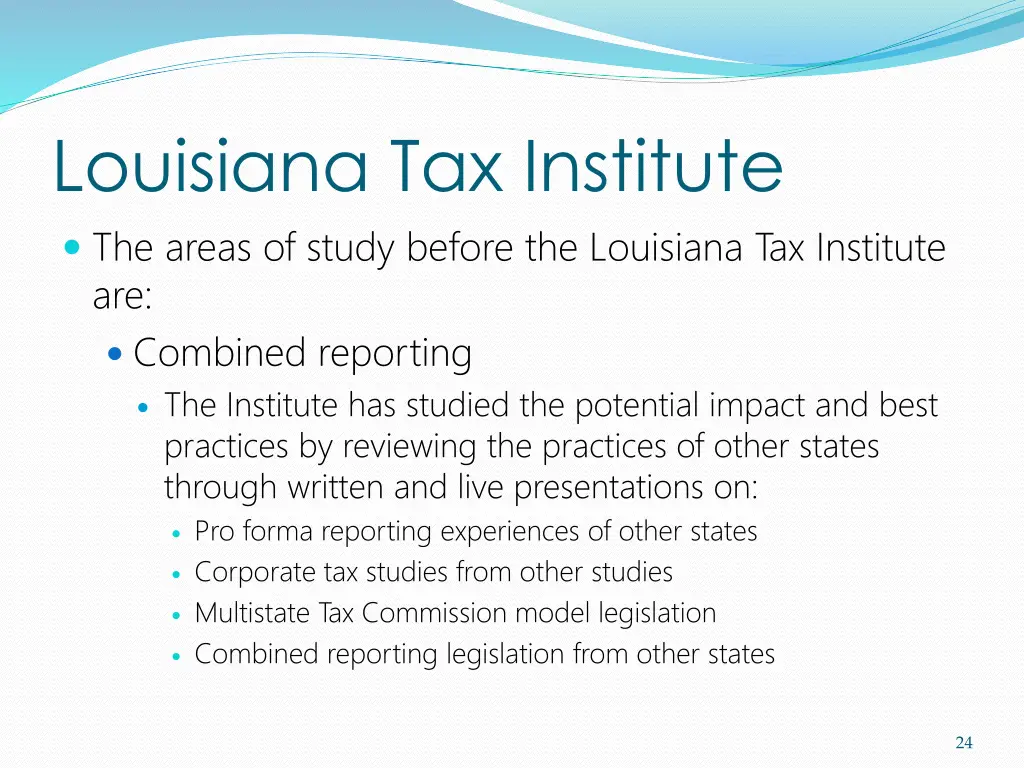 louisiana tax institute the areas of study before