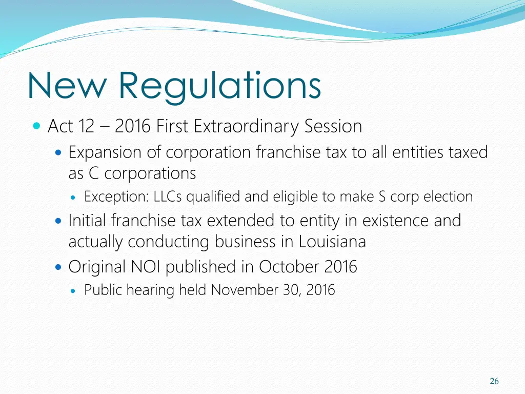 new regulations act 12 2016 first extraordinary